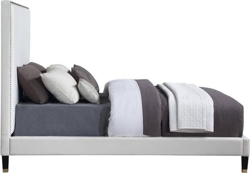 Harlie Cream Velvet Queen Bed - Town Of Bargains Furniture - NY