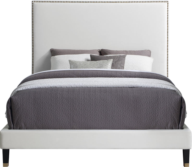 Harlie Cream Velvet Queen Bed - Town Of Bargains Furniture - NY