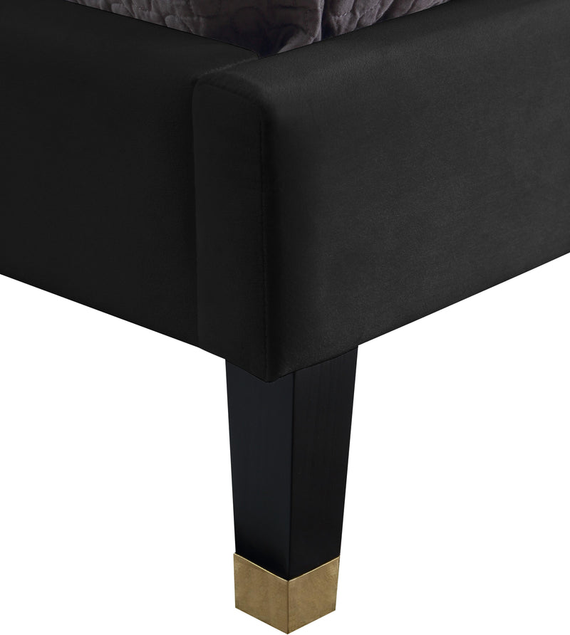 Harlie Black Velvet Queen Bed - Town Of Bargains Furniture - NY