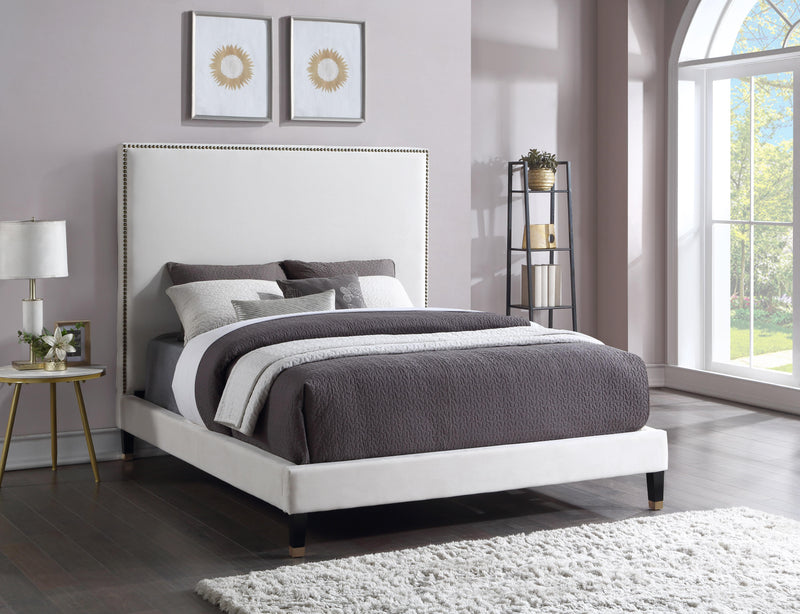Harlie Cream Velvet King Bed - Town Of Bargains Furniture - NY