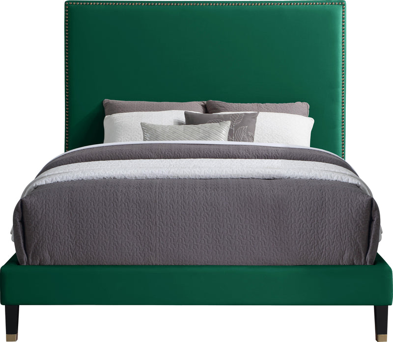 Harlie Green Velvet Queen Bed - Town Of Bargains Furniture - NY