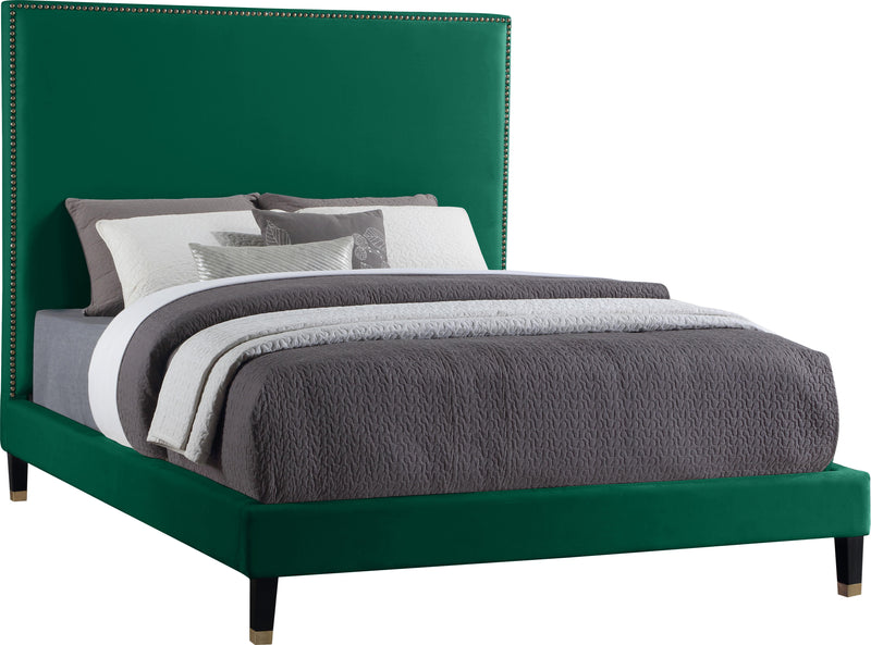 Harlie Green Velvet Queen Bed - Town Of Bargains Furniture - NY