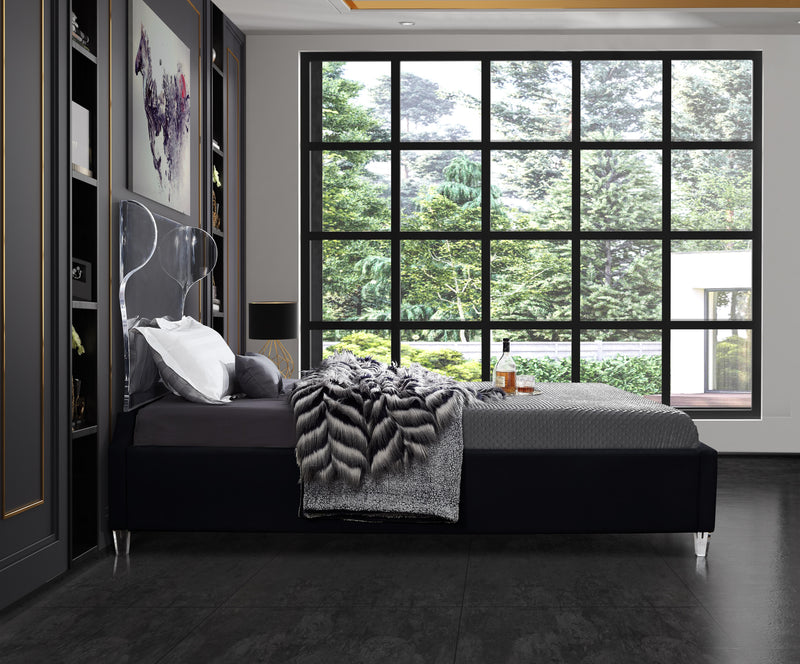 Ghost Black Velvet Queen Bed - Town Of Bargains Furniture - NY
