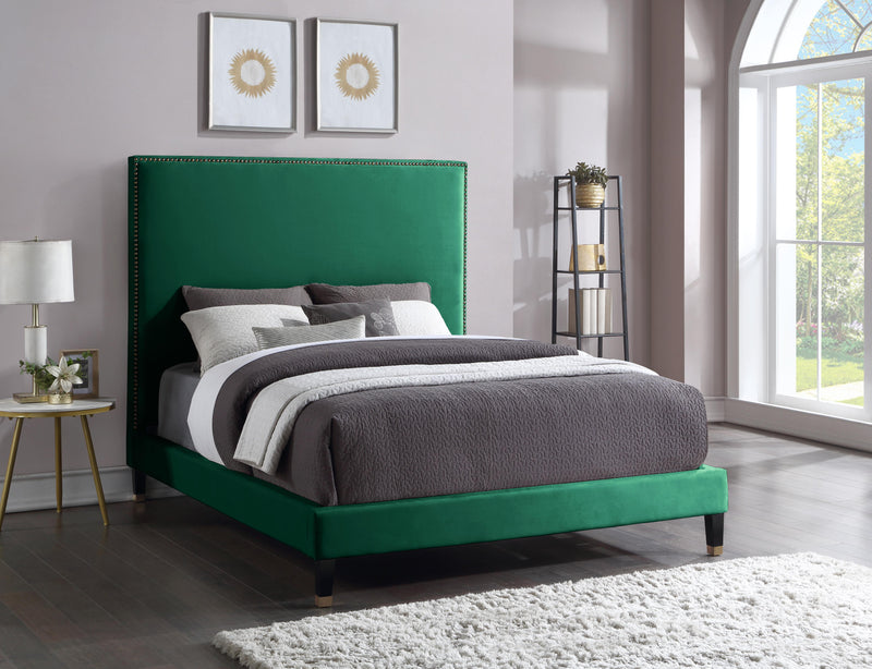 Harlie Green Velvet Queen Bed - Town Of Bargains Furniture - NY