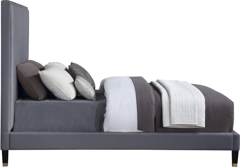 Harlie Grey Velvet King Bed - Town Of Bargains Furniture - NY