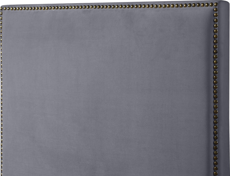 Harlie Grey Velvet King Bed - Town Of Bargains Furniture - NY