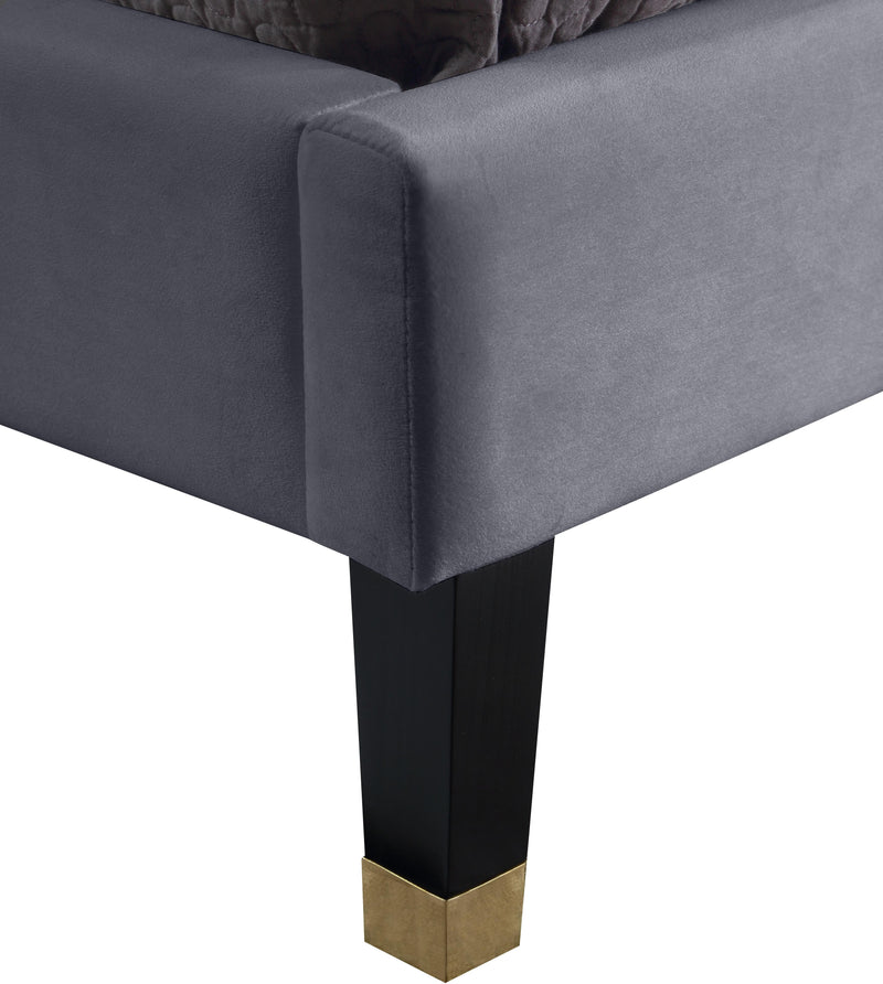 Harlie Grey Velvet King Bed - Town Of Bargains Furniture - NY