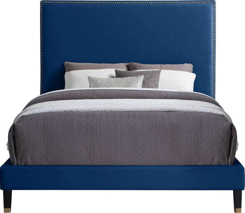 Harlie Navy Velvet King Bed - Town Of Bargains Furniture - NY