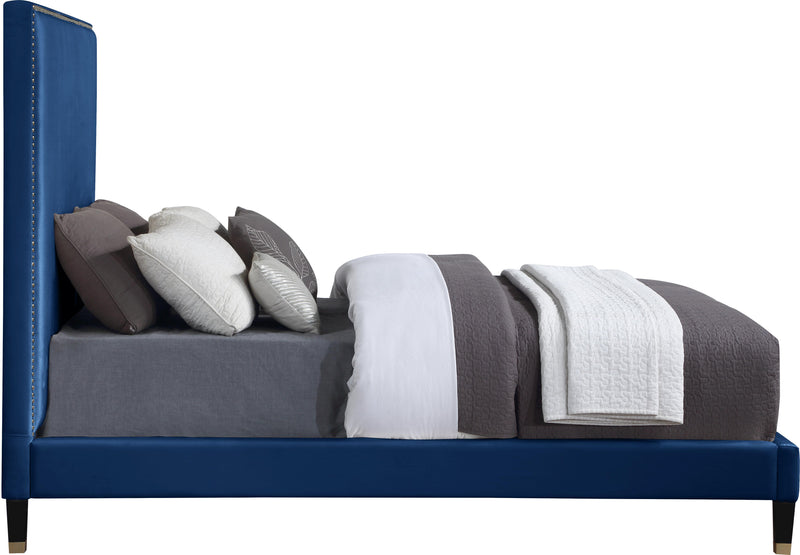 Harlie Navy Velvet King Bed - Town Of Bargains Furniture - NY