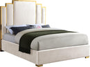 Hugo Cream Velvet Queen Bed - Town Of Bargains Furniture - NY