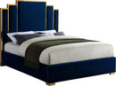 Hugo Navy Velvet King Bed - Town Of Bargains Furniture - NY