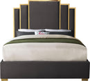 Hugo Grey Velvet Queen Bed - Town Of Bargains Furniture - NY