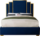 Hugo Navy Velvet King Bed - Town Of Bargains Furniture - NY