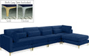 Julia Navy Velvet Modular Sectional (5 Boxes) - Town Of Bargains Furniture - NY