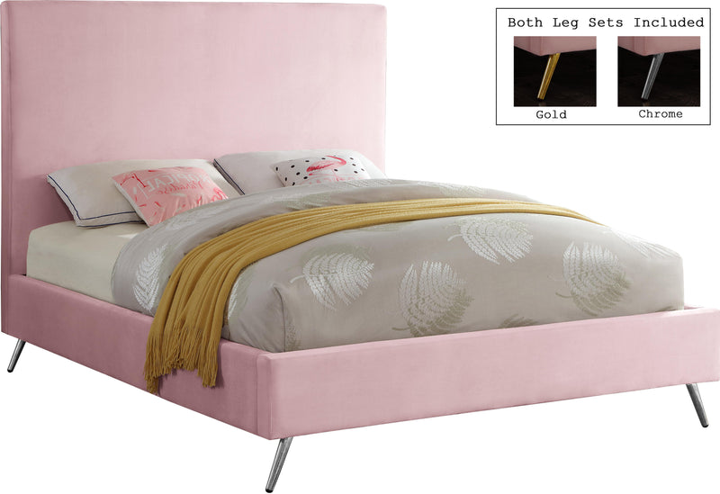Jasmine Pink Velvet Queen Bed - Town Of Bargains Furniture - NY