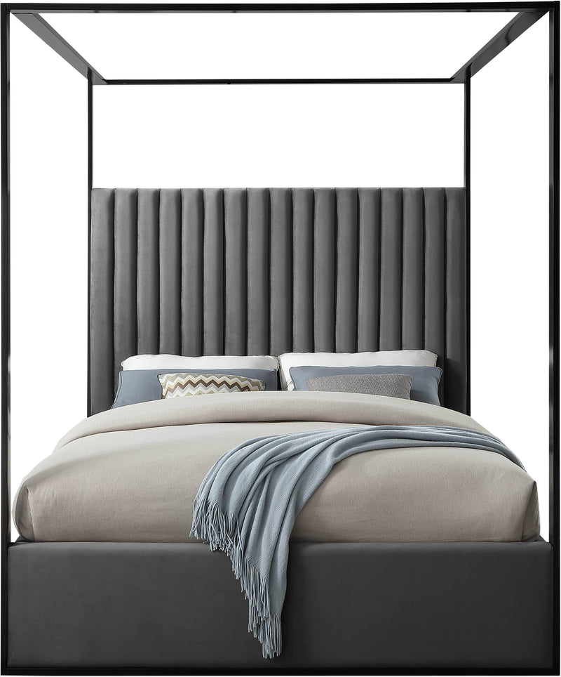 Jax Grey Velvet Queen Bed - Town Of Bargains Furniture - NY
