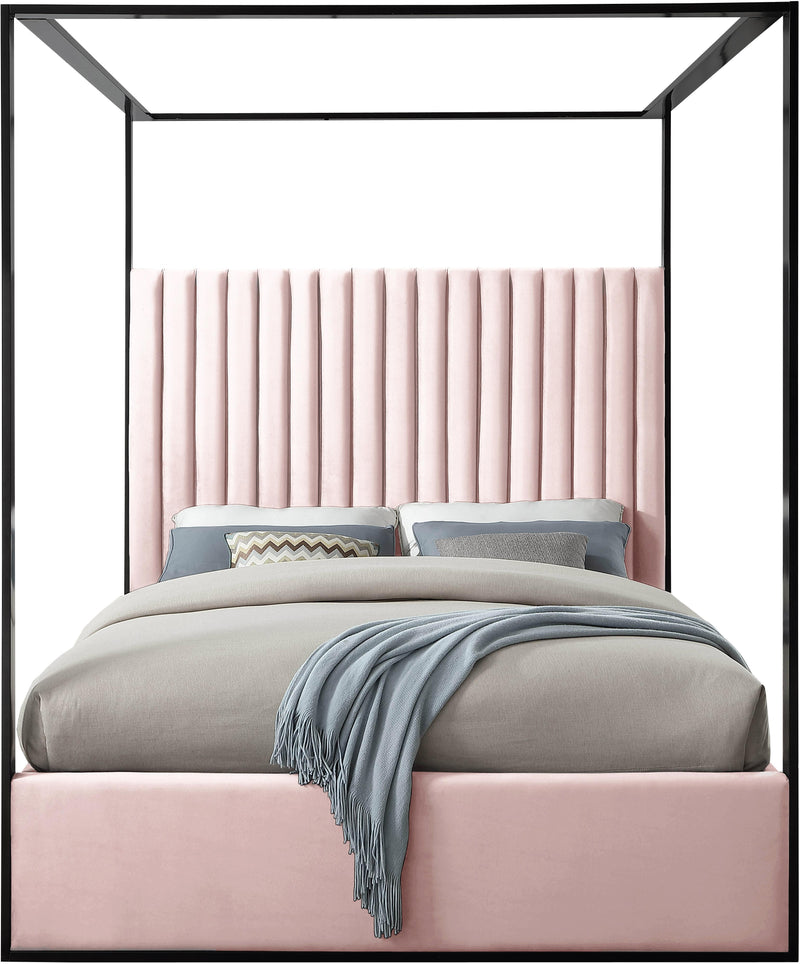 Jax Pink Velvet Queen Bed