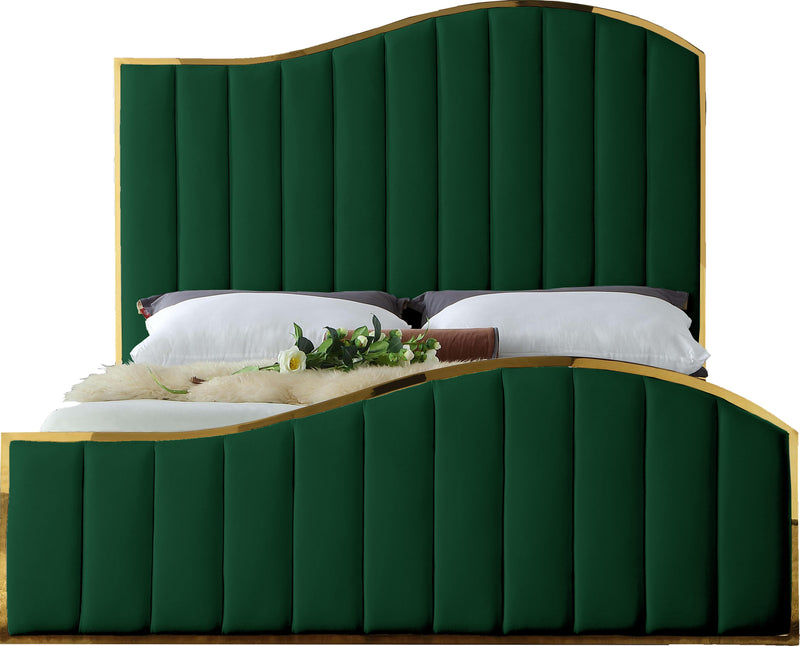Jolie Green Velvet King Bed (3 Boxes)