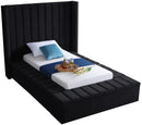 Kiki Black Velvet Twin Bed (3 Boxes) - Town Of Bargains Furniture - NY