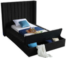 Kiki Black Velvet Twin Bed (3 Boxes) - Town Of Bargains Furniture - NY