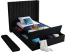 Kiki Black Velvet Twin Bed (3 Boxes) - Town Of Bargains Furniture - NY