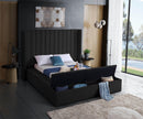Kiki Black Velvet Queen Bed (3 Boxes) - Town Of Bargains Furniture - NY