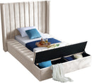 Kiki Cream Velvet Twin Bed (3 Boxes) - Town Of Bargains Furniture - NY