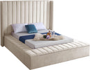 Kiki Cream Velvet King Bed (3 Boxes) - Town Of Bargains Furniture - NY