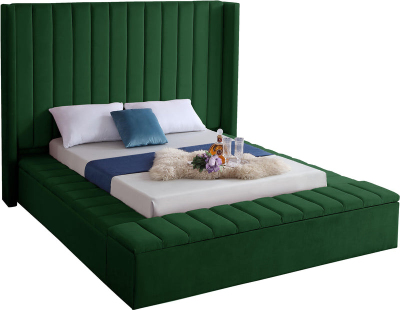 Kiki Green Velvet Queen Bed (3 Boxes) - Town Of Bargains Furniture - NY