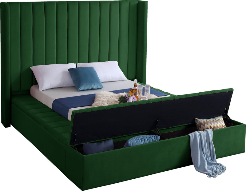 Kiki Green Velvet King Bed (3 Boxes) - Town Of Bargains Furniture - NY