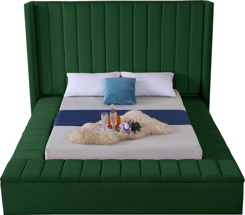 Kiki Green Velvet King Bed (3 Boxes) - Town Of Bargains Furniture - NY