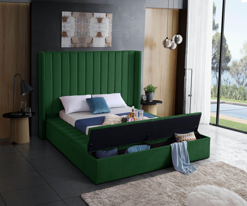 Kiki Green Velvet Full Bed (3 Boxes) - Town Of Bargains Furniture - NY