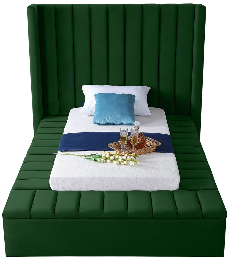 Kiki Green Velvet Twin Bed (3 Boxes)