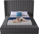 Kiki Grey Velvet Queen Bed (3 Boxes) - Town Of Bargains Furniture - NY