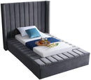 Kiki Grey Velvet Twin Bed (3 Boxes) - Town Of Bargains Furniture - NY
