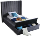 Kiki Grey Velvet Twin Bed (3 Boxes) - Town Of Bargains Furniture - NY