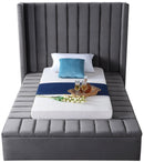 Kiki Grey Velvet Twin Bed (3 Boxes) - Town Of Bargains Furniture - NY