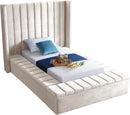 Kiki Cream Velvet Twin Bed (3 Boxes) - Town Of Bargains Furniture - NY