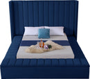 Kiki Navy Velvet King Bed (3 Boxes) - Town Of Bargains Furniture - NY