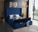 Kiki Navy Velvet King Bed (3 Boxes) - Town Of Bargains Furniture - NY