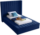 Kiki Navy Velvet Twin Bed (3 Boxes) - Town Of Bargains Furniture - NY