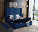 Kiki Navy Velvet King Bed (3 Boxes) - Town Of Bargains Furniture - NY