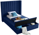 Kiki Navy Velvet Twin Bed (3 Boxes) - Town Of Bargains Furniture - NY