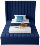 Kiki Navy Velvet Twin Bed (3 Boxes) - Town Of Bargains Furniture - NY