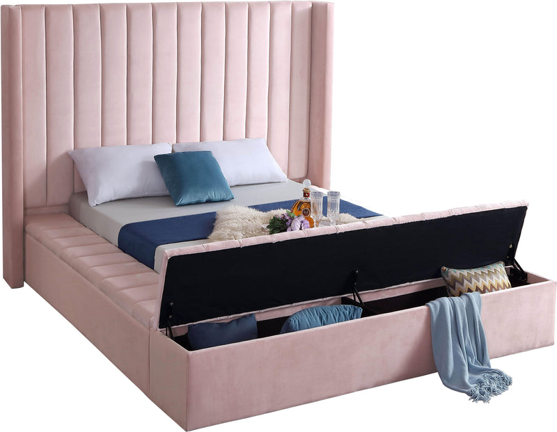 Kiki Pink Velvet King Bed (3 Boxes) - Town Of Bargains Furniture - NY