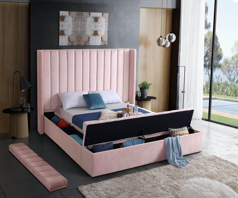 Kiki Pink Velvet King Bed (3 Boxes) - Town Of Bargains Furniture - NY