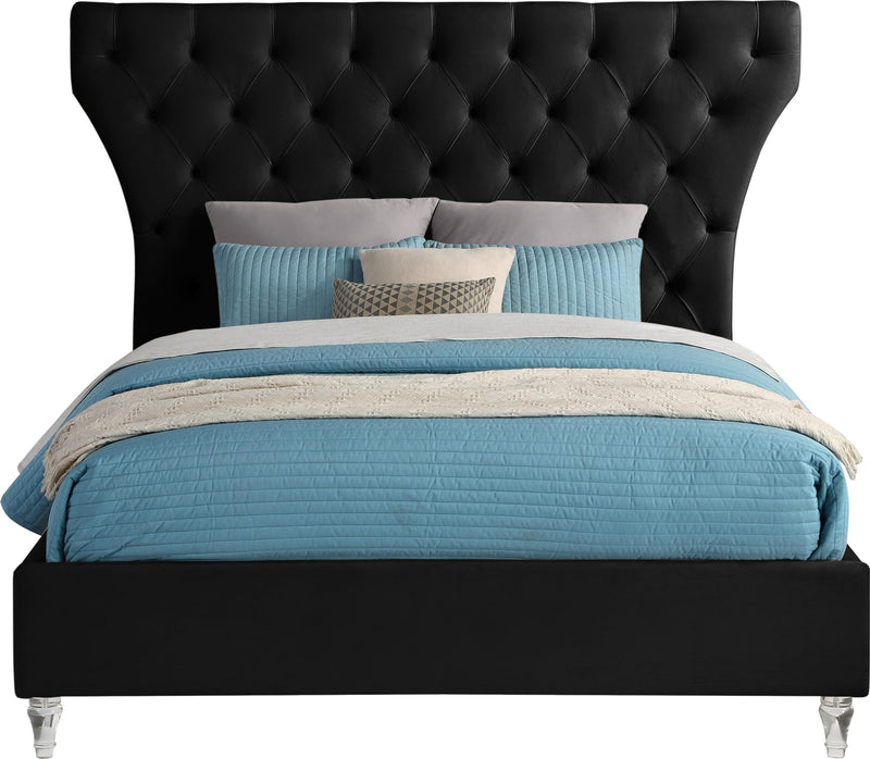 Kira Black Velvet Queen Bed - Town Of Bargains Furniture - NY