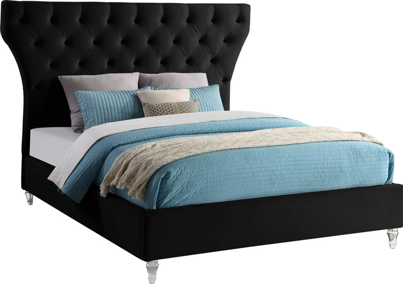 Kira Black Velvet Queen Bed - Town Of Bargains Furniture - NY