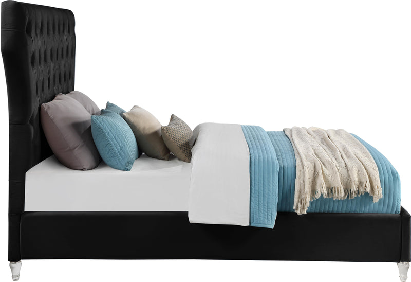 Kira Black Velvet Queen Bed - Town Of Bargains Furniture - NY