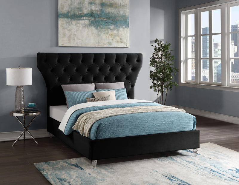 Kira Black Velvet Queen Bed - Town Of Bargains Furniture - NY